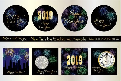 New Year's Eve Graphics with Fireworks