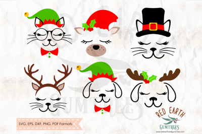 Christmas cat and dog bundle SVG,PNG,EPS,DXF, PDF formats