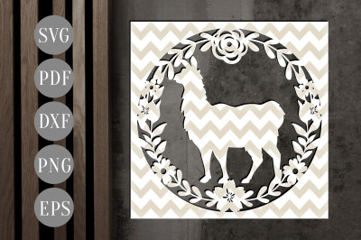 Llama SVG, Papercut Template, Printable, Alpaca Cutting File DXF PDF 