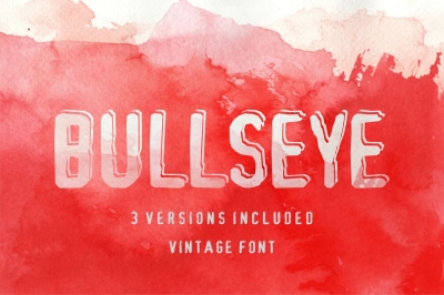 Bullseye Shadowed Damaged font in 3 versions