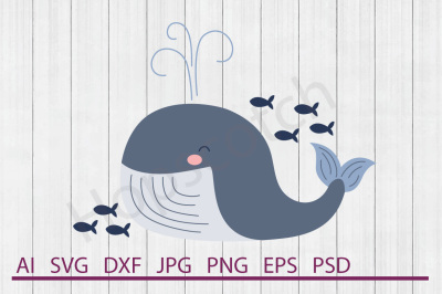 Whale SVG, Whale DXF, Cuttable File