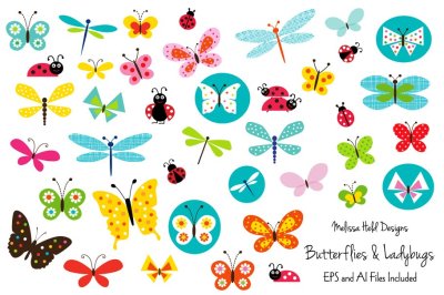 Butterflies and Ladybugs Clipart