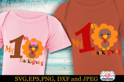 SVG, Eps, Dxf & Png For My 1st Thanksgiving