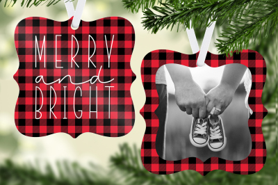 Merry & Bright Plaid Ornament Template