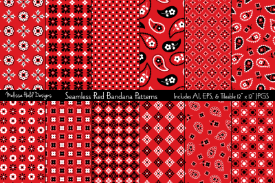 Seamless Red Bandana Patterns