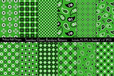 Seamless Green Bandana Patterns