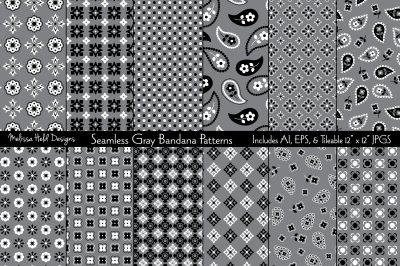 Seamless Gray Bandana Patterns