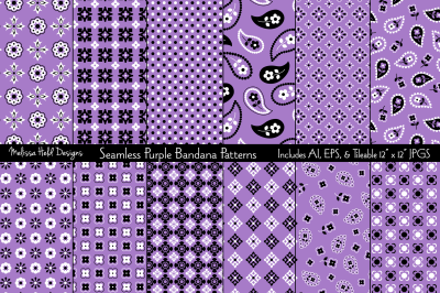 Seamless Purple Bandana Patterns