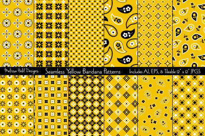Seamless Yellow Bandana Patterns