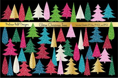Glitter Christmas Trees Clipart