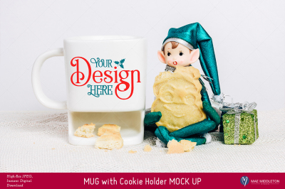Christmas Mock Up - White Mug with Cookie Holder