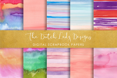 Striped Watercolor Pattern Scrapbook Papers