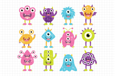 Silly Monsters-Digital Clipart (LES.CL03B)