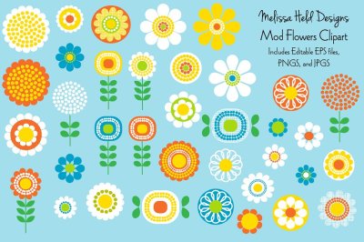 Mod Flowers Clipart