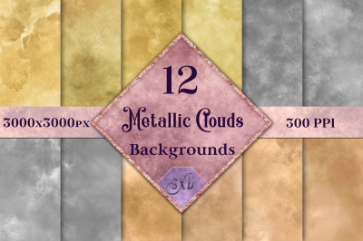 Metallic Clouds Backgrounds - 12 Image Set