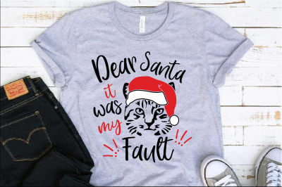 Dear Santa It was Cat&#039;s Fault SVG Santa Claus Farm Kitten kitty 1100s