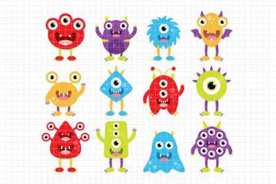 Silly Monsters-Digital Clipart (LES.CL03A)
