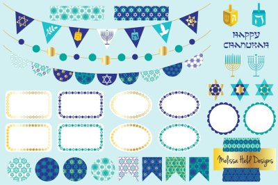 Chanukah Bunting and Labels Clipart