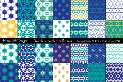Seamless Jewish Star Patterns