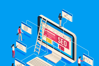 Isometric seo agency. Creative people startup develop team creating to