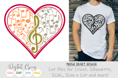 Heart music note design 