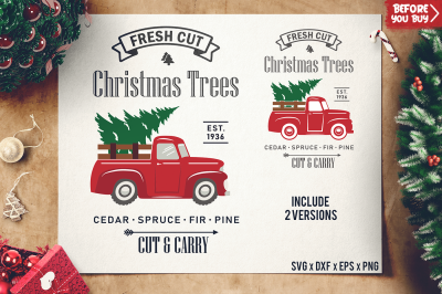 Christmas Tree Truck SVG - Red Tree Truck Sign SVG cut files