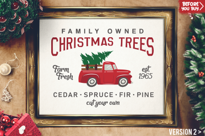 Vintage Christmas Tree Truck Sign - SVG Magnolia Tree Farms