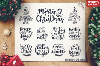 Christmas Sayings SVG Bundle - Christmas Quotes SVG - DXF