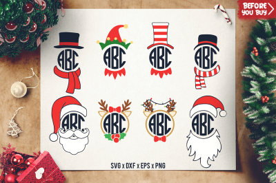 Christmas Monograms SVG - Santa Monogram SVG - Elf Monogram