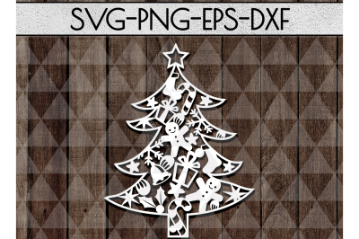 Christmas Tree Frame Cutting File, Xmas Decor Papercut, DXF, PDF
