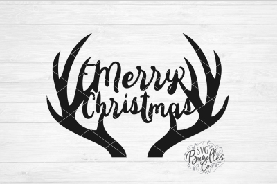 Merry Christmas Antlers SVG DXF PNG