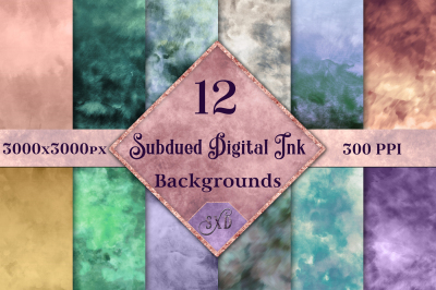 Subdued Digital Ink Backgrounds - 12 Image Set