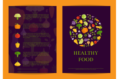 Vector flat vegetables card, brochure, flyer template