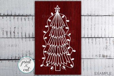 Primitive Christmas Tree Old vintage style svg dxf to cut