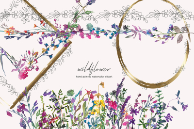 Watercolor Wildflower Clipart - Subtle Frame Collection