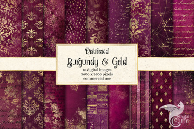 Distressed Burgundy and Gold Textures