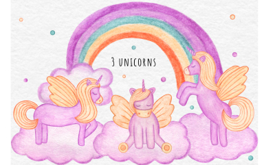 Watercolor Unicorn Mini-Set