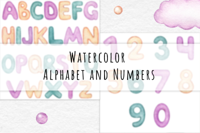 Watercolor Alphabet and Numbers
