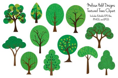 Textured Trees Clipart