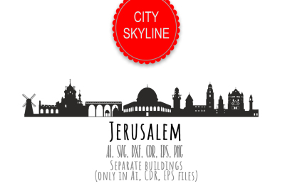 Jerusalem Svg, Israel city Vector Skyline, Jerusalem silhouette