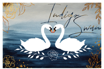 Indigo Swan. Watercolor flower collection