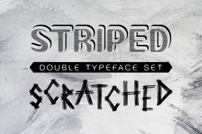 Double Font Set - Striped and Scratched typefaces 