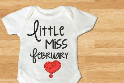 Little Miss February Heart | Applique Embroidery