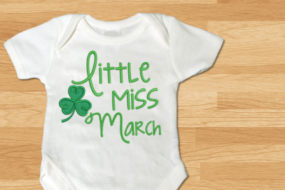 Little Miss March Clover | Applique Embroidery