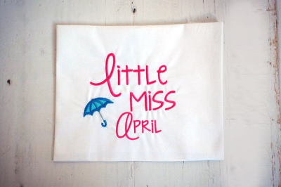 Little Miss April Umbrella | Applique Embroidery