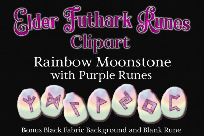 Rainbow Moonstone Elder Futhark Runes Clipart