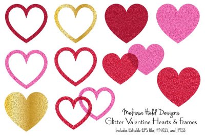 Glitter Valentine Hearts and Frames