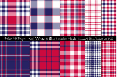 Red, White &amp; Blue Seamless Plaids