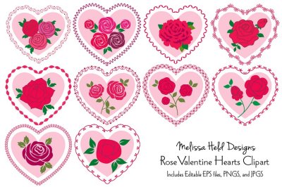 Rose Valentine Hearts Clipart