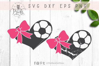 Soccer hearts bow SVG DXF EPS PNG